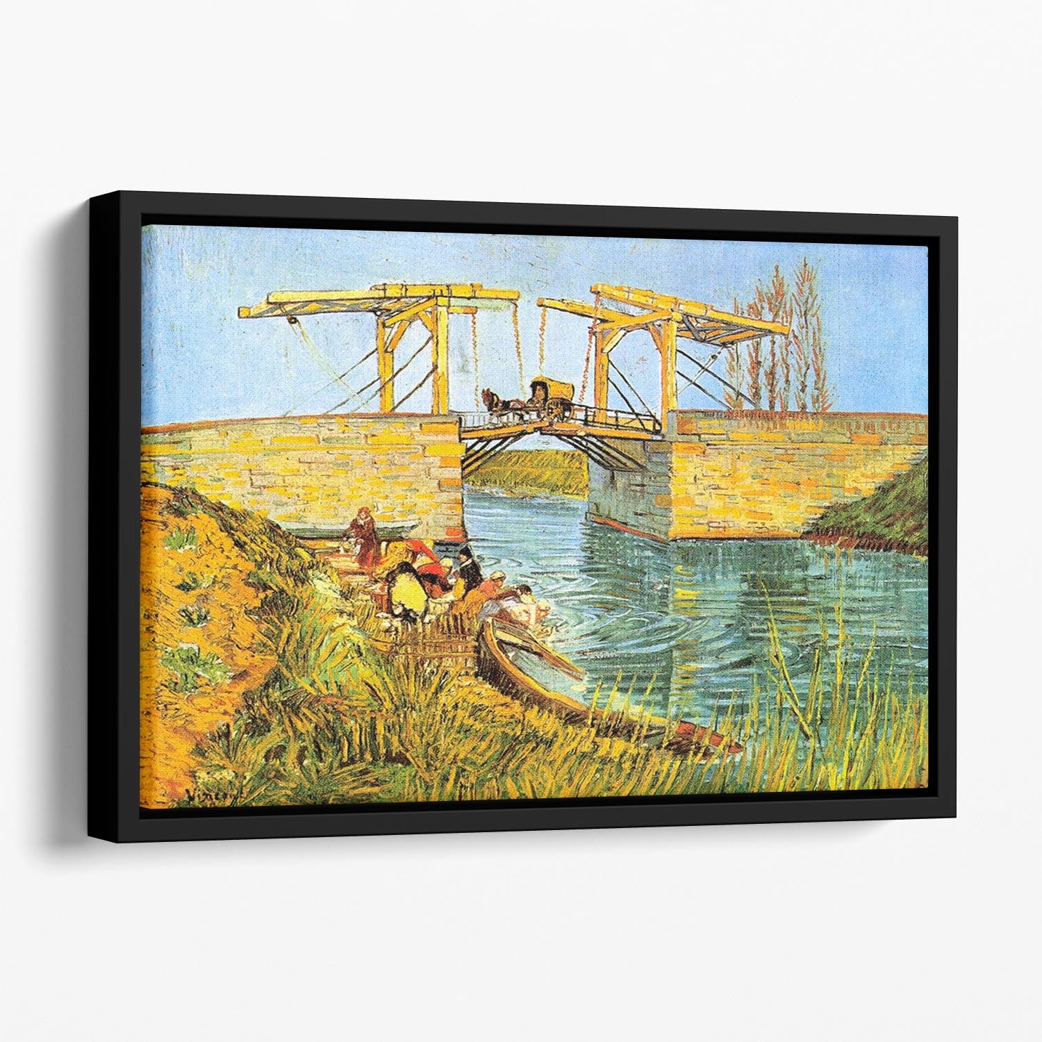 The Langlois Bridge at Arles by Van Gogh Floating Framed Canvas