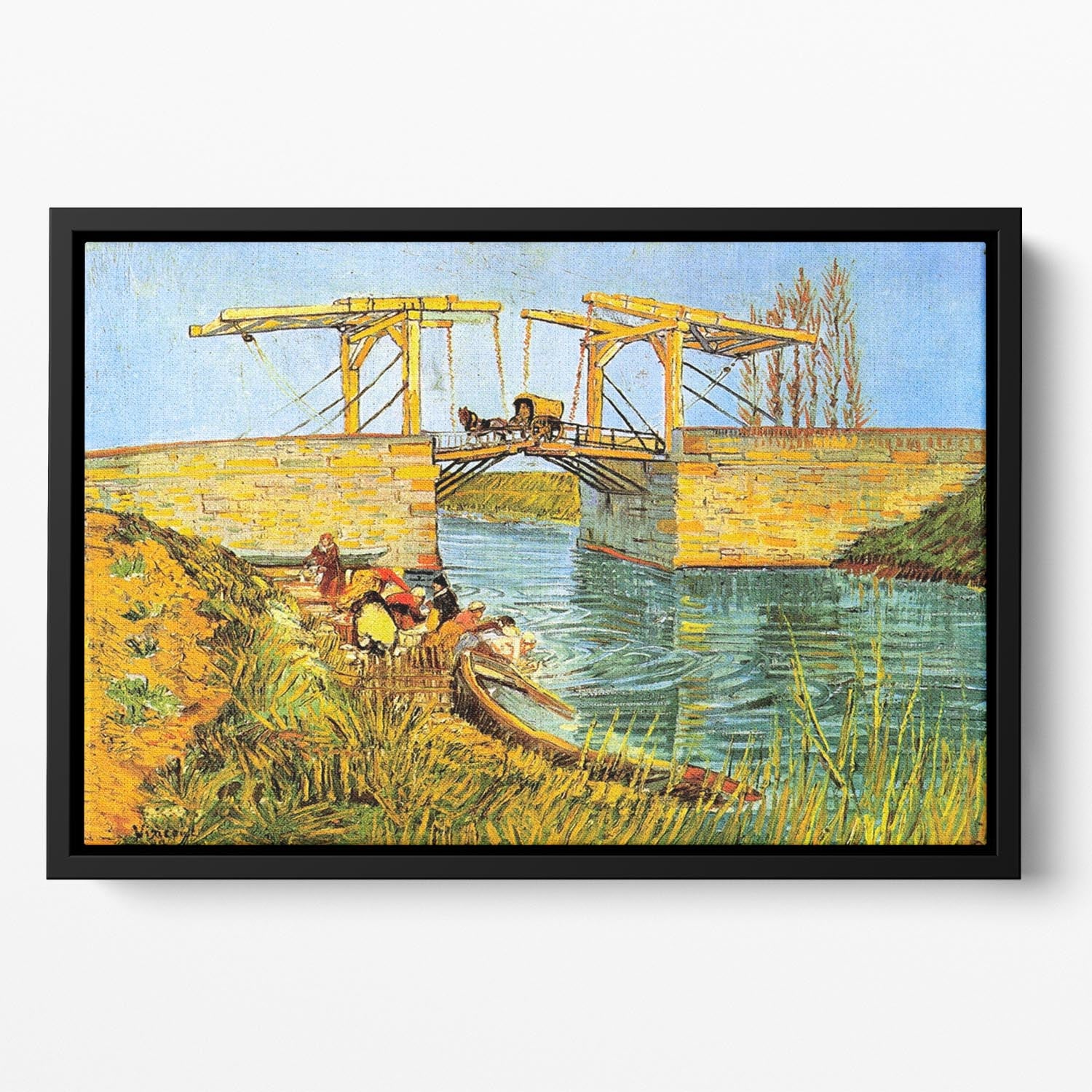 The Langlois Bridge at Arles by Van Gogh Floating Framed Canvas