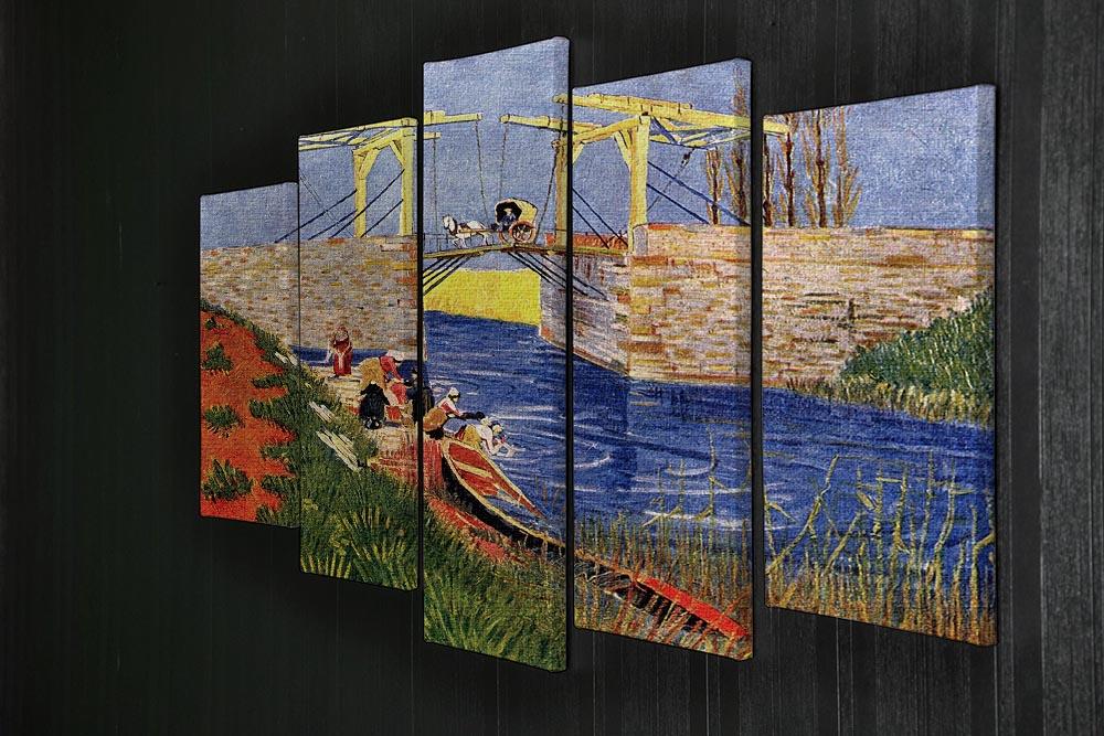 The Langlois Bridge at Arles with Women Washing by Van Gogh 5 Split Panel Canvas - Canvas Art Rocks - 2