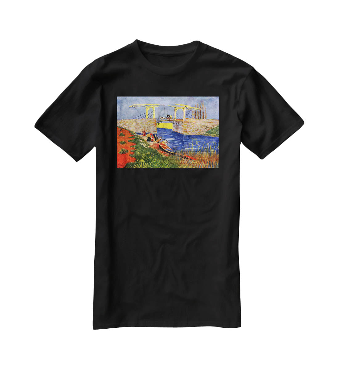 The Langlois Bridge at Arles with Women Washing by Van Gogh T-Shirt - Canvas Art Rocks - 1