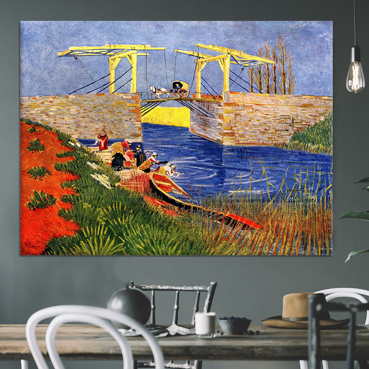The Langlois Bridge at Arles with Women Washing by Van Gogh Canvas Print or Poster - Canvas Art Rocks - 3