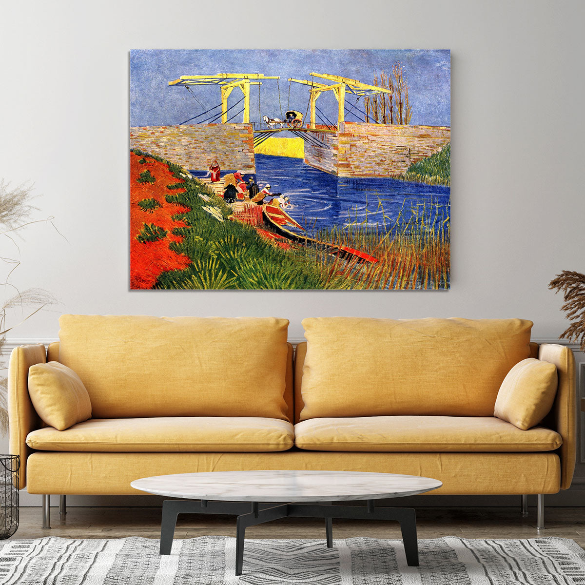 The Langlois Bridge at Arles with Women Washing by Van Gogh Canvas Print or Poster - Canvas Art Rocks - 4