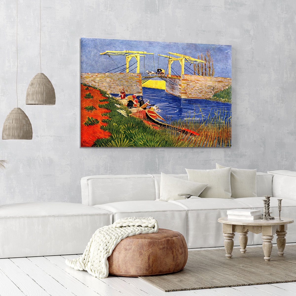 The Langlois Bridge at Arles with Women Washing by Van Gogh Canvas Print or Poster - Canvas Art Rocks - 6
