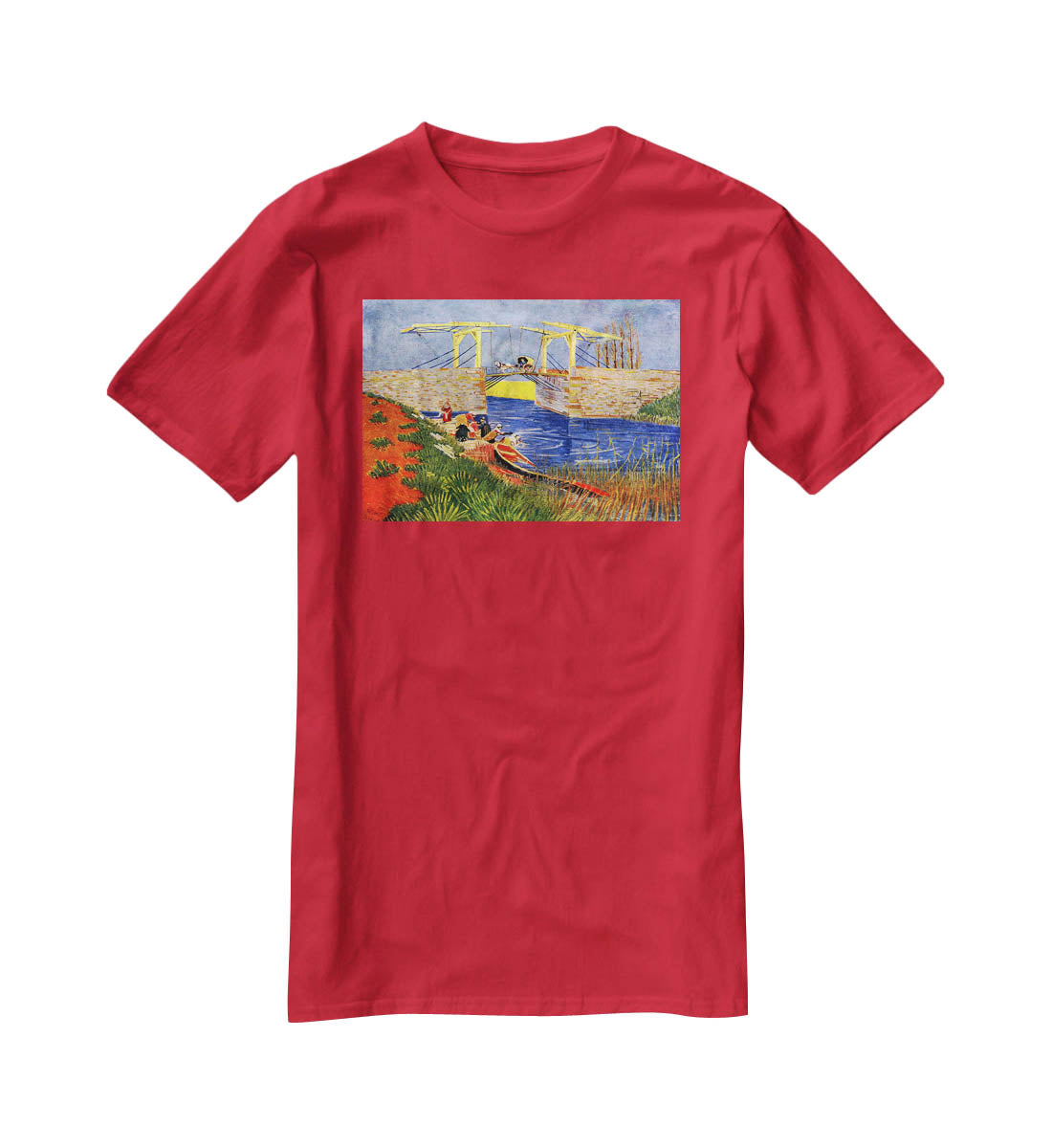 The Langlois Bridge at Arles with Women Washing by Van Gogh T-Shirt - Canvas Art Rocks - 4