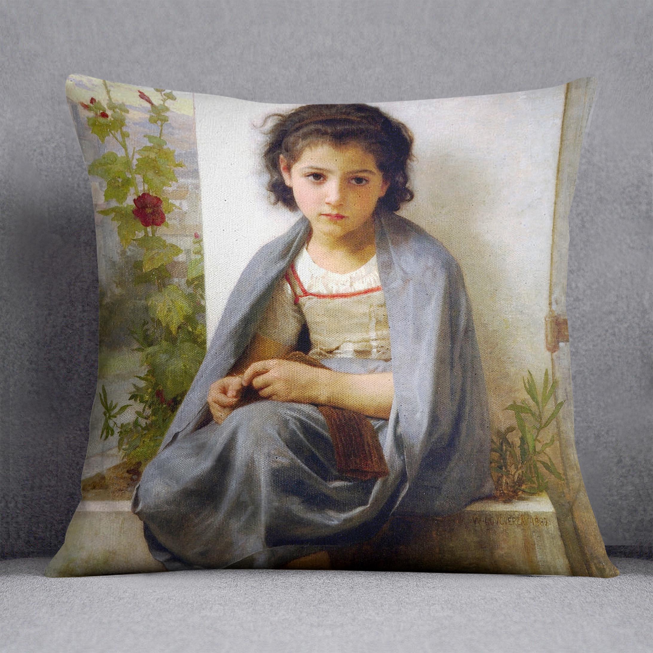 The Little Knitter By Bouguereau Cushion