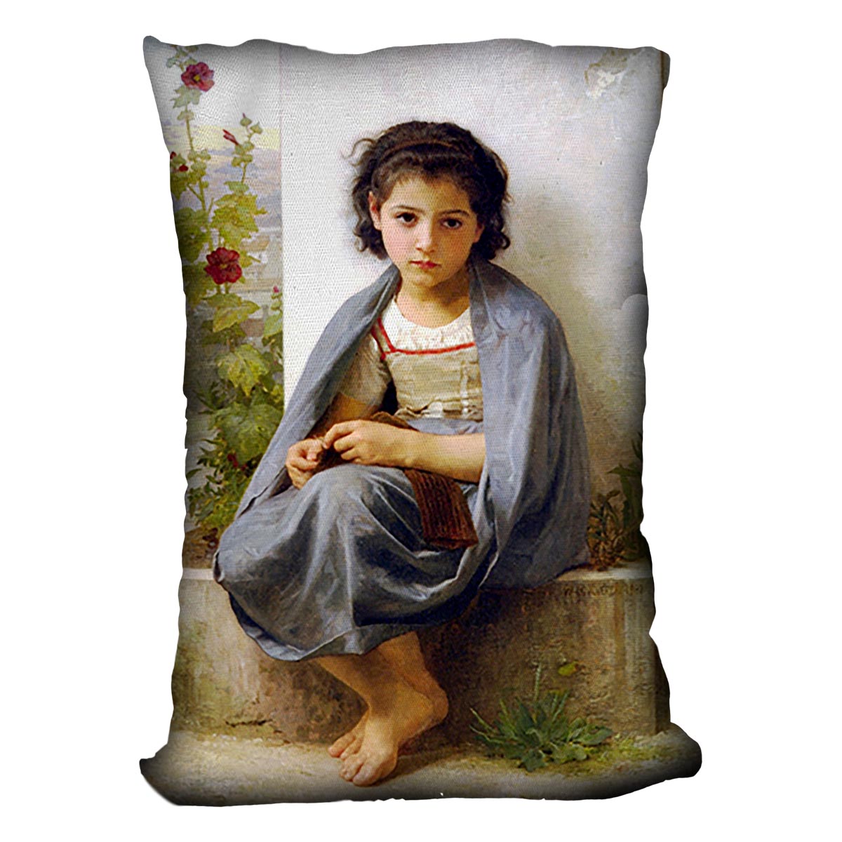 The Little Knitter By Bouguereau Cushion