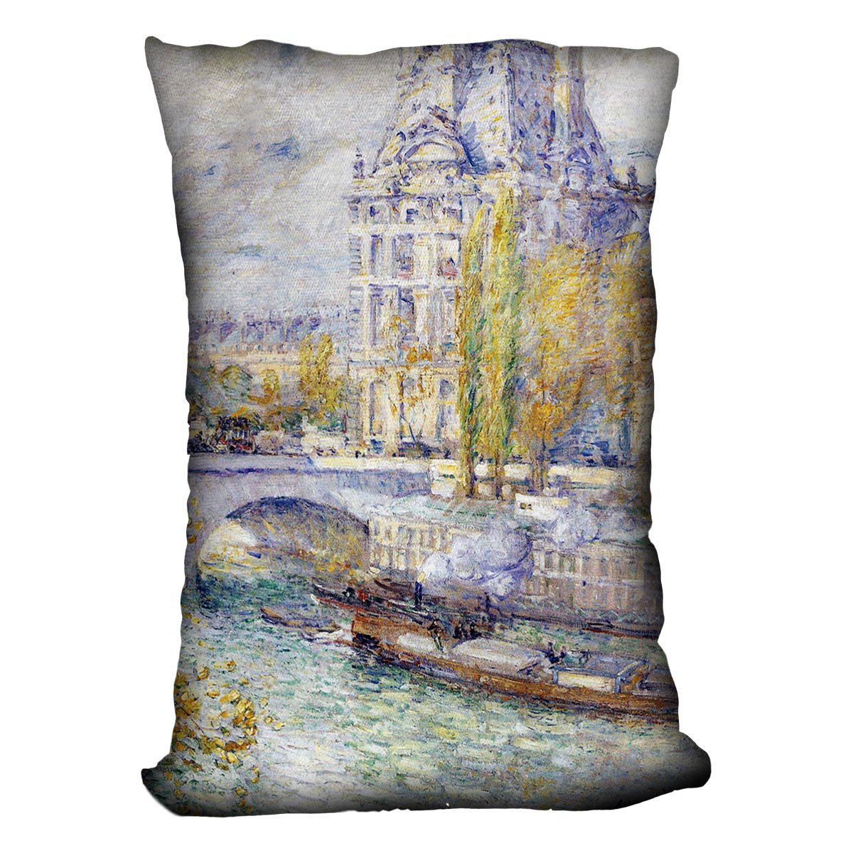 The Louvre on Pont Royal by Hassam Cushion - Canvas Art Rocks - 4