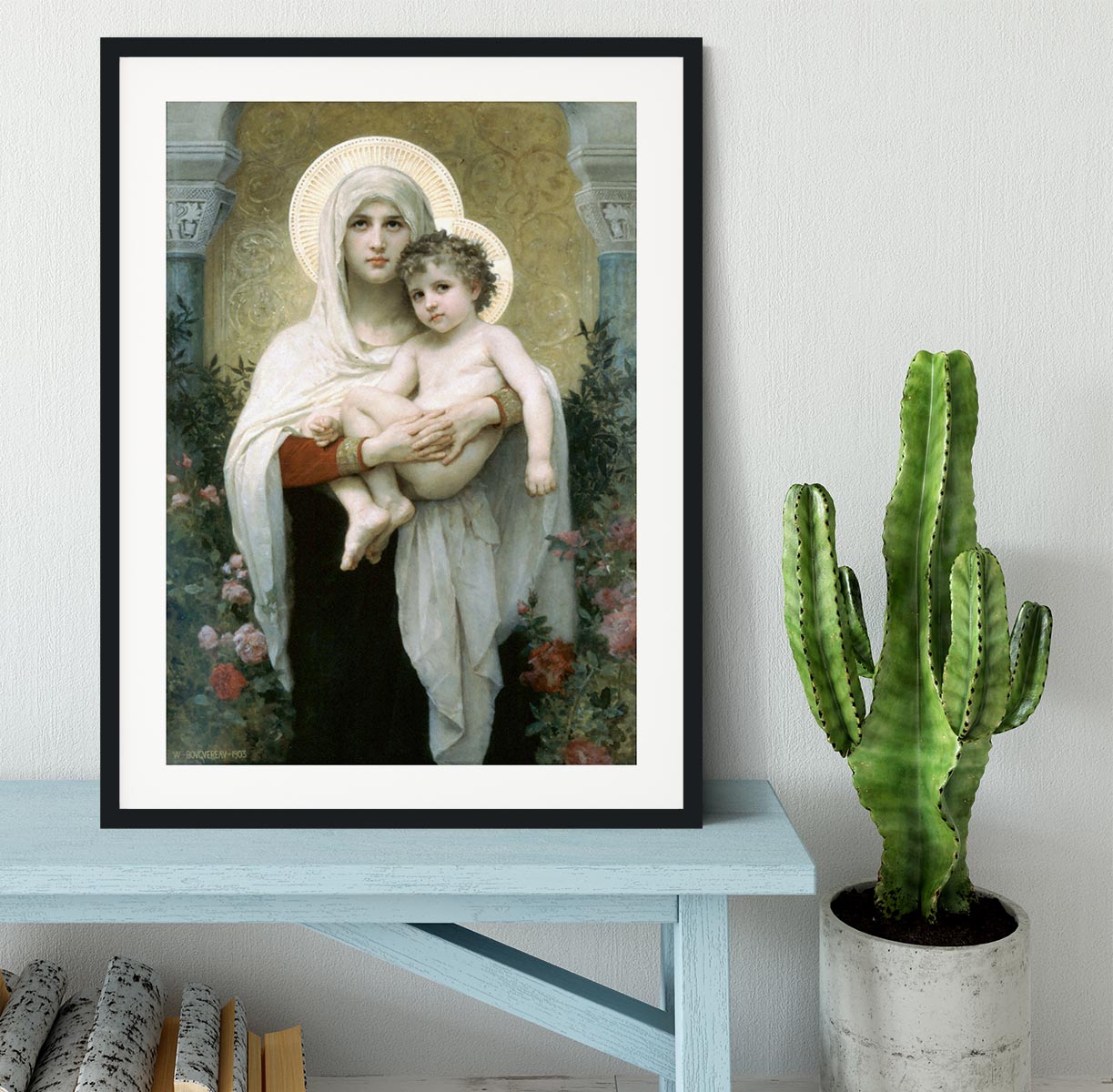 The Madonna of the Roses By Bouguereau Framed Print - Canvas Art Rocks - 1