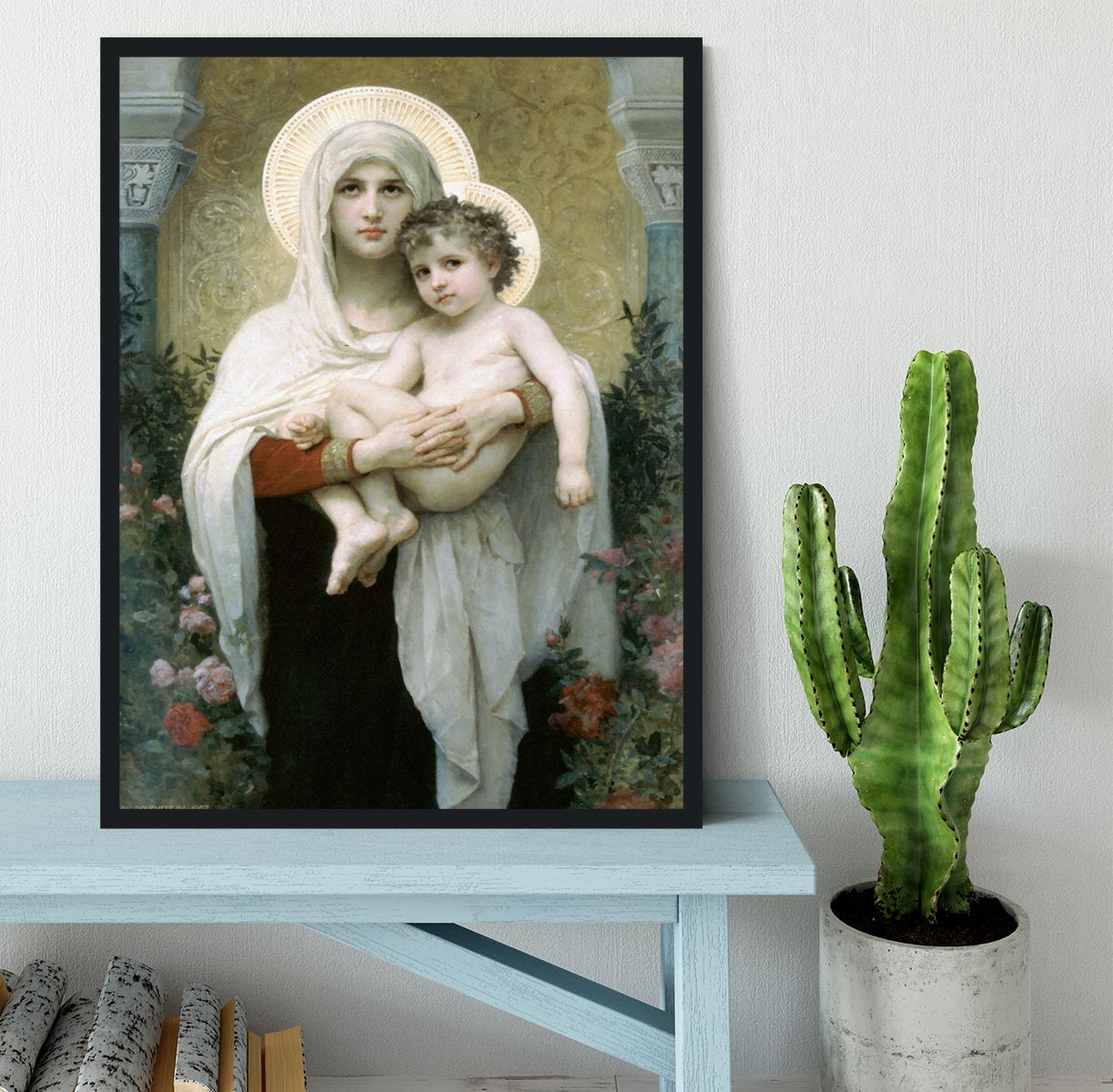 The Madonna of the Roses By Bouguereau Framed Print - Canvas Art Rocks - 2