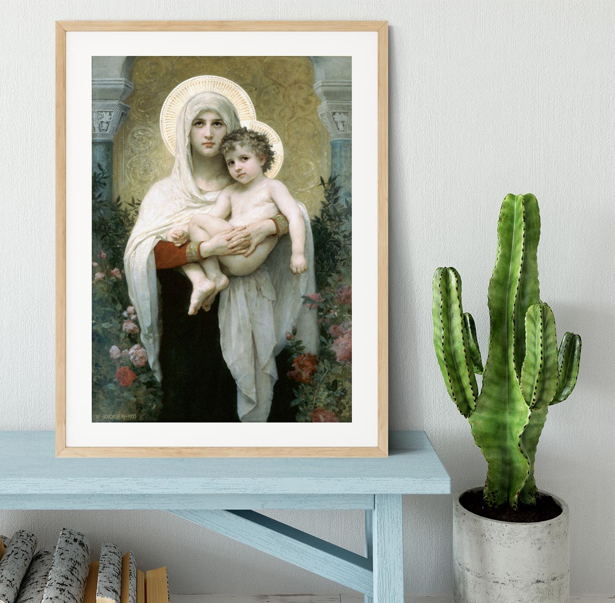 The Madonna of the Roses By Bouguereau Framed Print - Canvas Art Rocks - 3