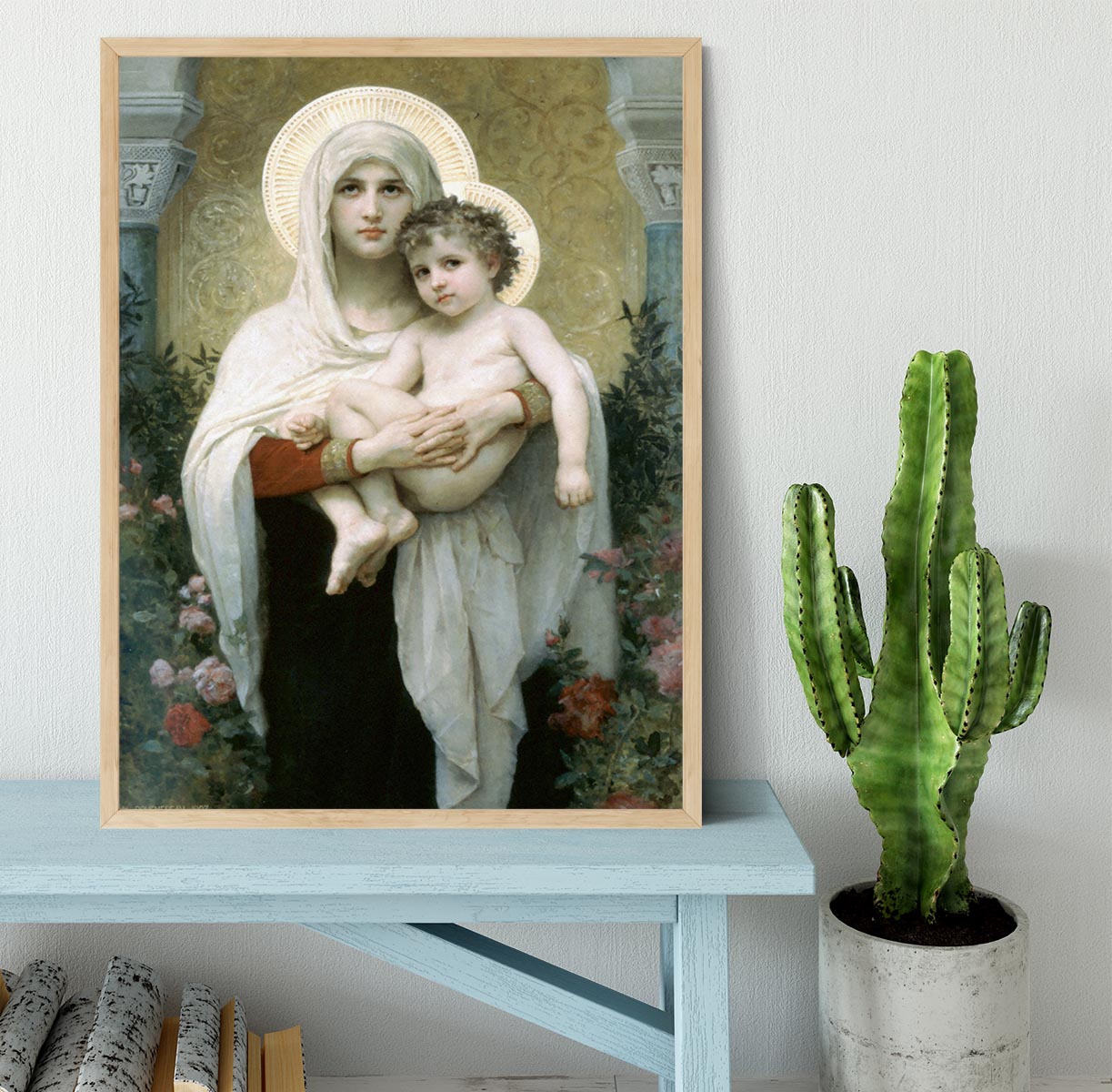 The Madonna of the Roses By Bouguereau Framed Print - Canvas Art Rocks - 4