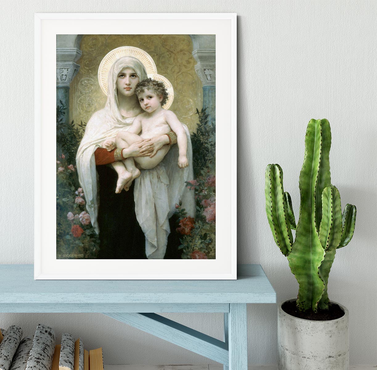The Madonna of the Roses By Bouguereau Framed Print - Canvas Art Rocks - 5