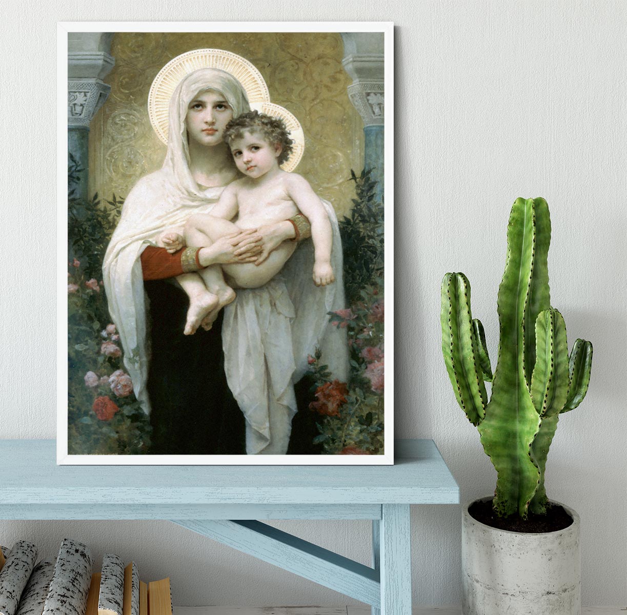 The Madonna of the Roses By Bouguereau Framed Print - Canvas Art Rocks -6