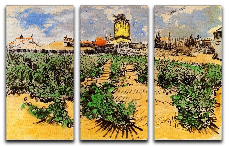 The Mill of Alphonse Daudet at Fontevielle by Van Gogh 3 Split Panel Canvas Print - Canvas Art Rocks - 4