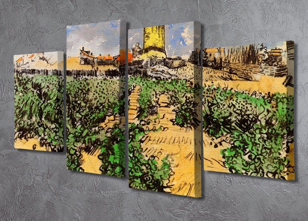 The Mill of Alphonse Daudet at Fontevielle by Van Gogh 4 Split Panel Canvas - Canvas Art Rocks - 2