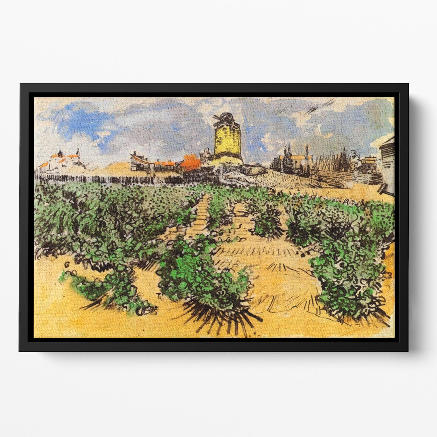 The Mill of Alphonse Daudet at Fontevielle by Van Gogh Floating Framed Canvas