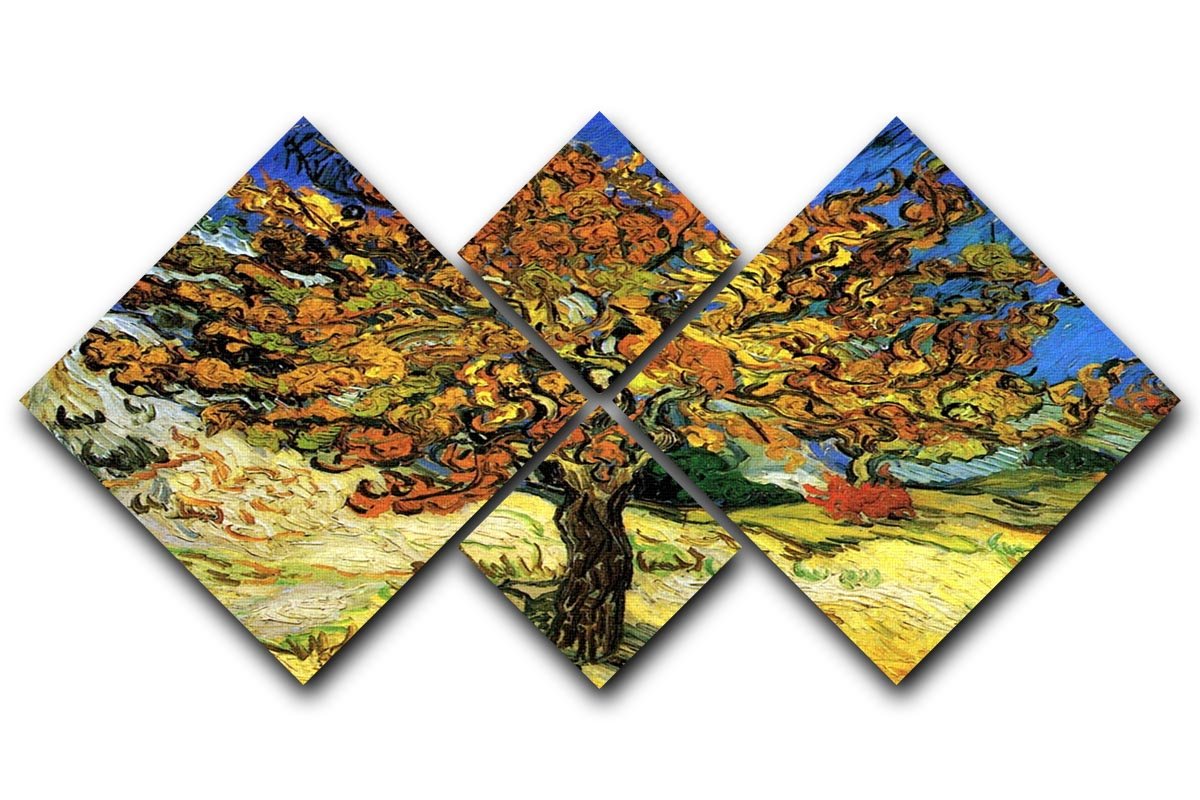 The Mulberry Tree by Van Gogh 4 Square Multi Panel Canvas  - Canvas Art Rocks - 1