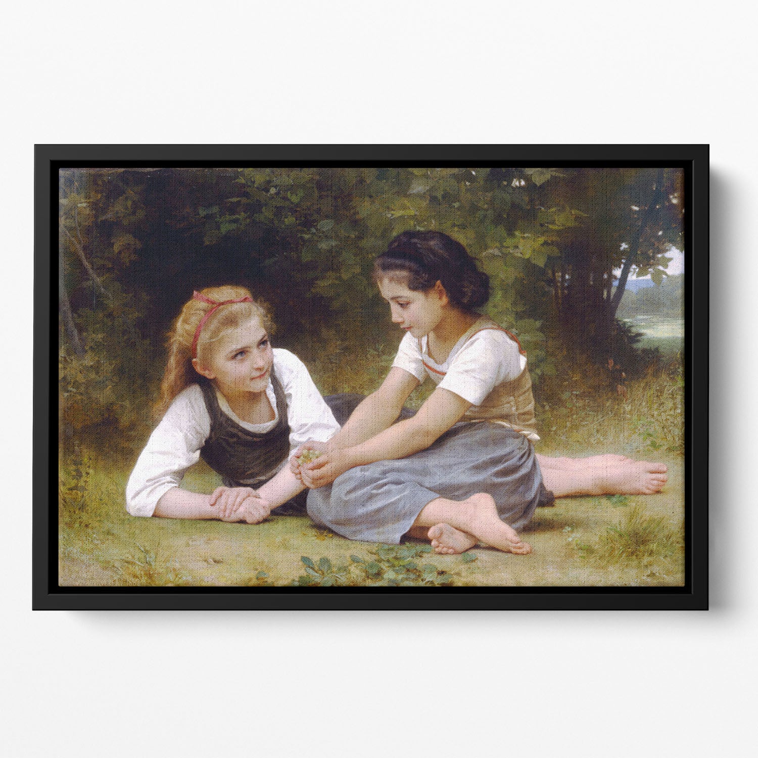 The Nut Gatherers By Bouguereau Floating Framed Canvas