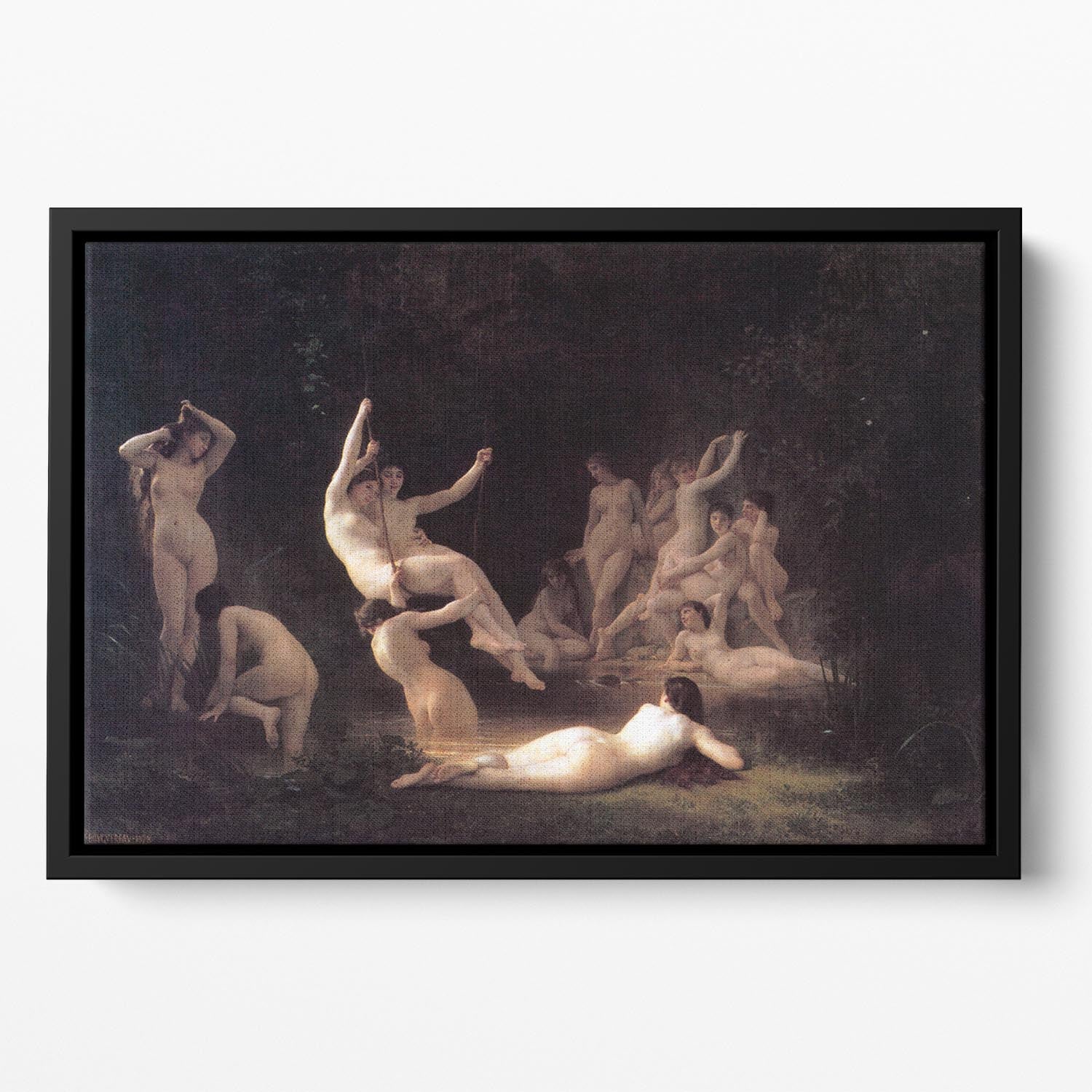 The Nymphaeum By Bouguereau Floating Framed Canvas