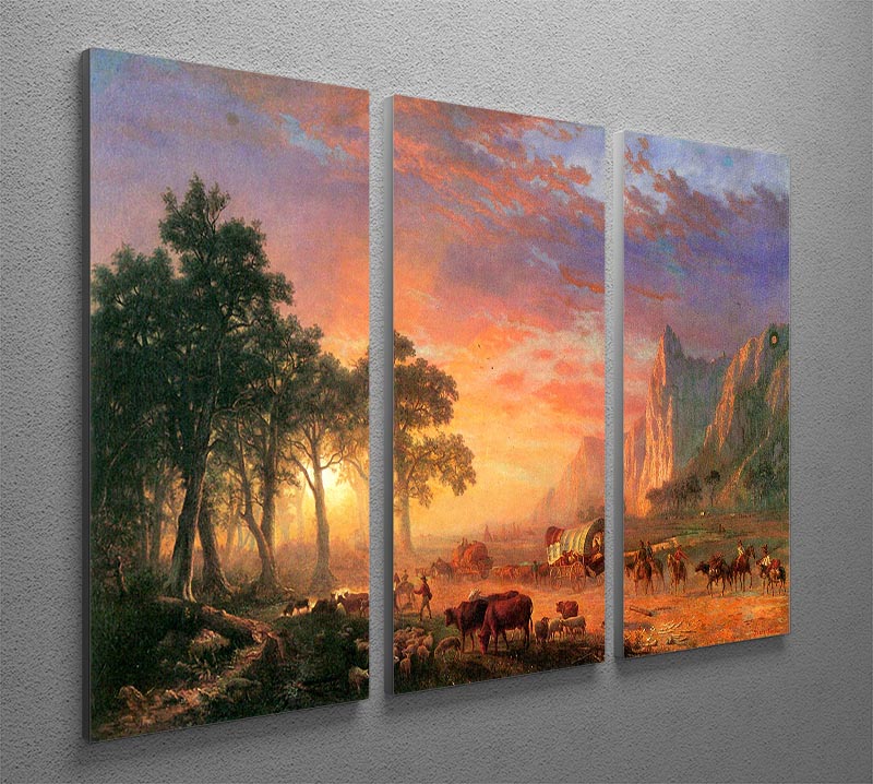 The Oregon Trail by Bierstadt 3 Split Panel Canvas Print - Canvas Art Rocks - 2