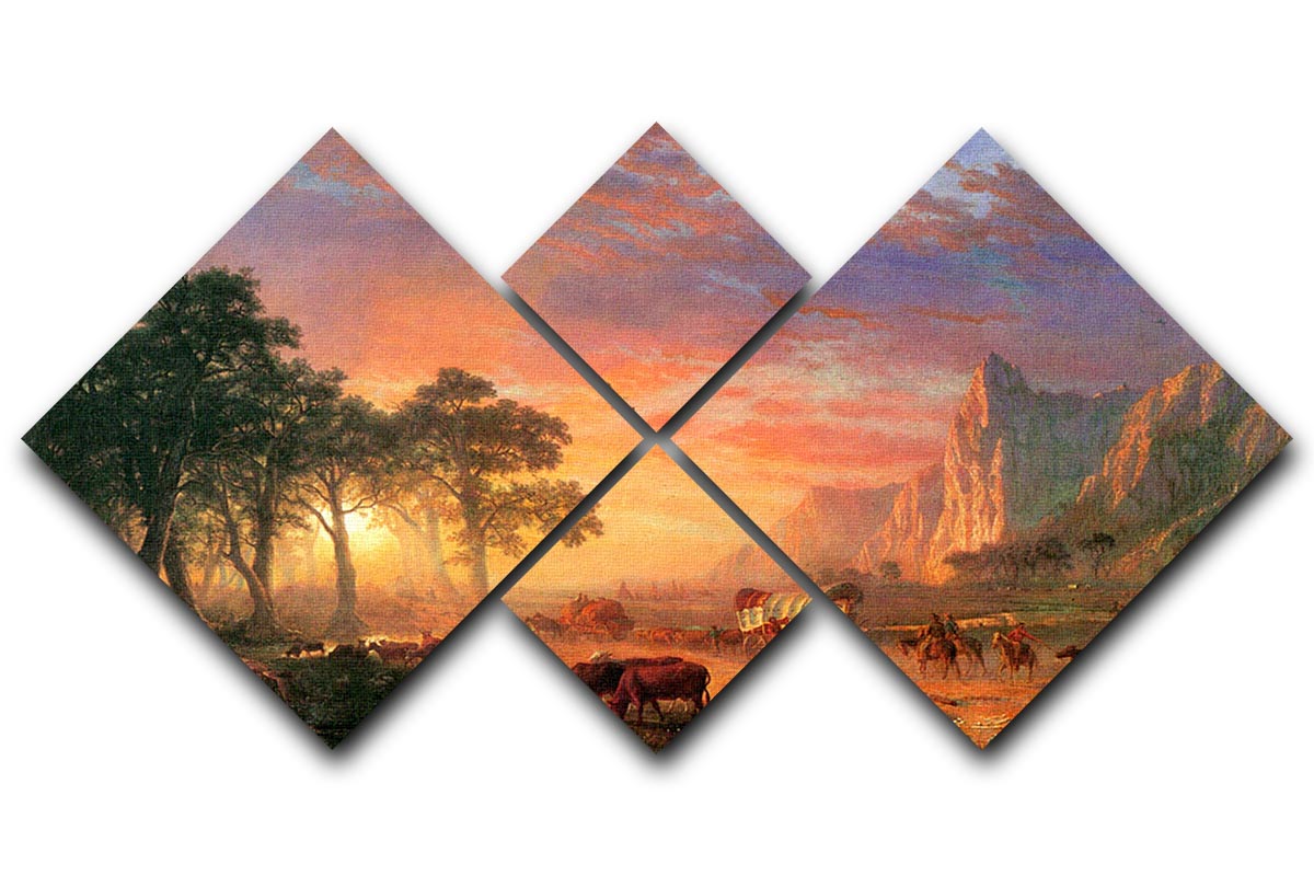 The Oregon Trail by Bierstadt 4 Square Multi Panel Canvas - Canvas Art Rocks - 1