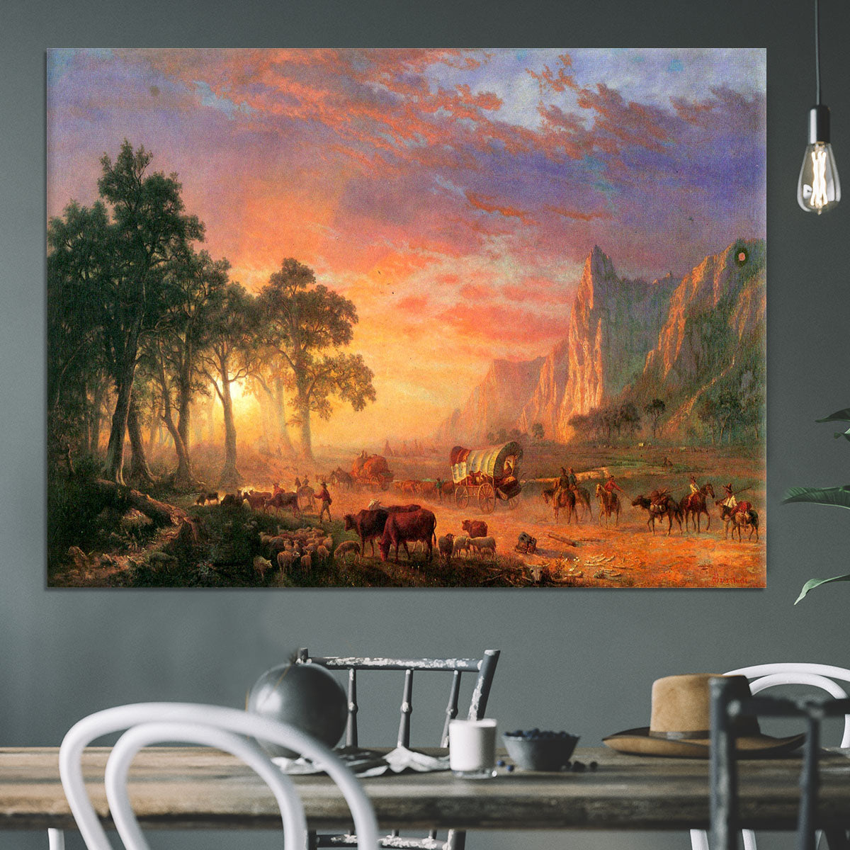 The Oregon Trail by Bierstadt Canvas Print or Poster - Canvas Art Rocks - 3