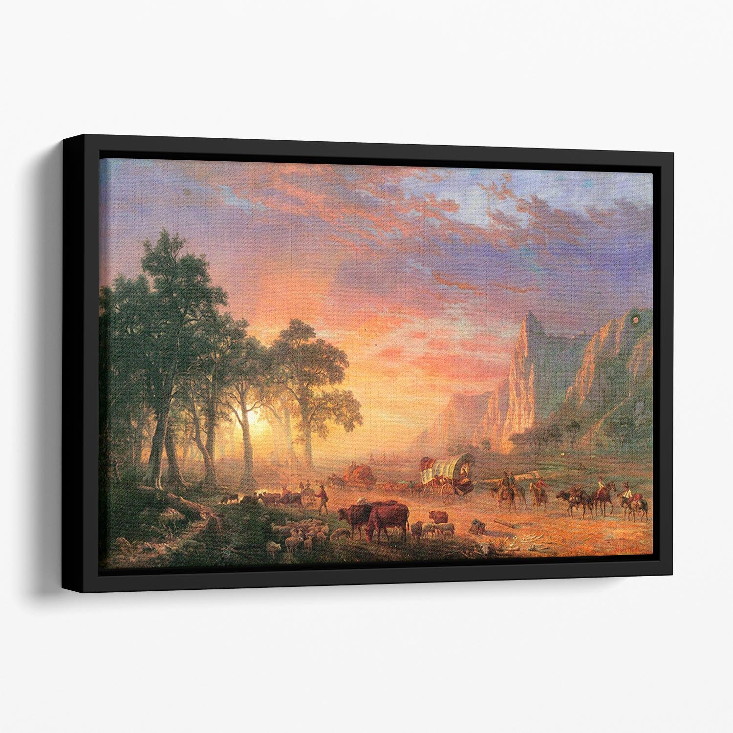 The Oregon Trail by Bierstadt Floating Framed Canvas - Canvas Art Rocks - 1