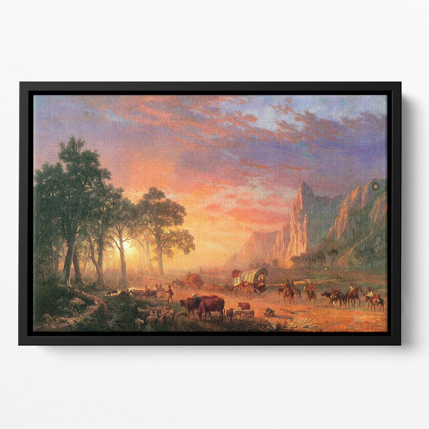 The Oregon Trail by Bierstadt Floating Framed Canvas - Canvas Art Rocks - 2