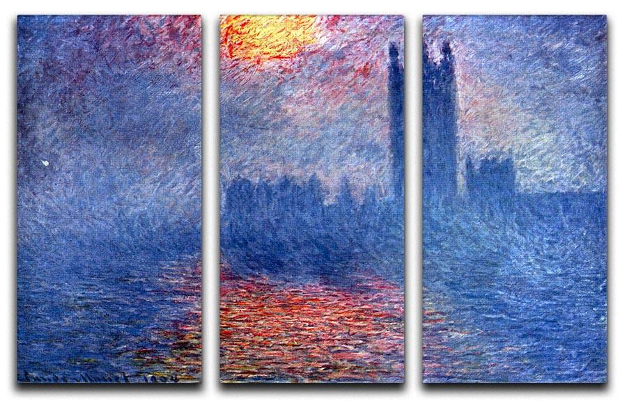 The Parlaiment in London by Monet Split Panel Canvas Print - Canvas Art Rocks - 4