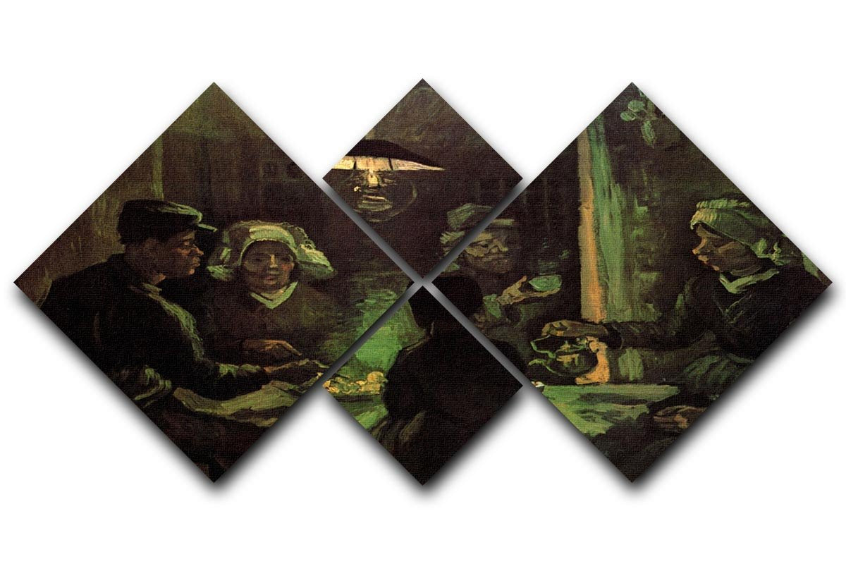 The Potato Eaters by Van Gogh 4 Square Multi Panel Canvas  - Canvas Art Rocks - 1