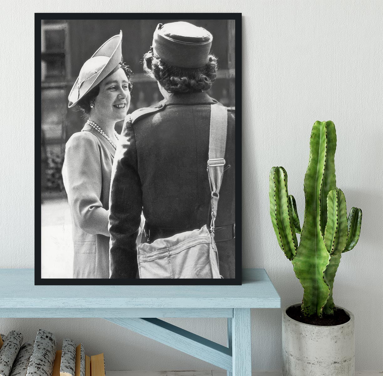 The Queen Mother inspecting WW2 service members Framed Print - Canvas Art Rocks - 2