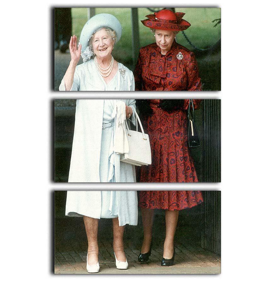 The Queen Mother on her 91st birthday with Queen Elizabeth 3 Split Panel Canvas Print - Canvas Art Rocks - 1