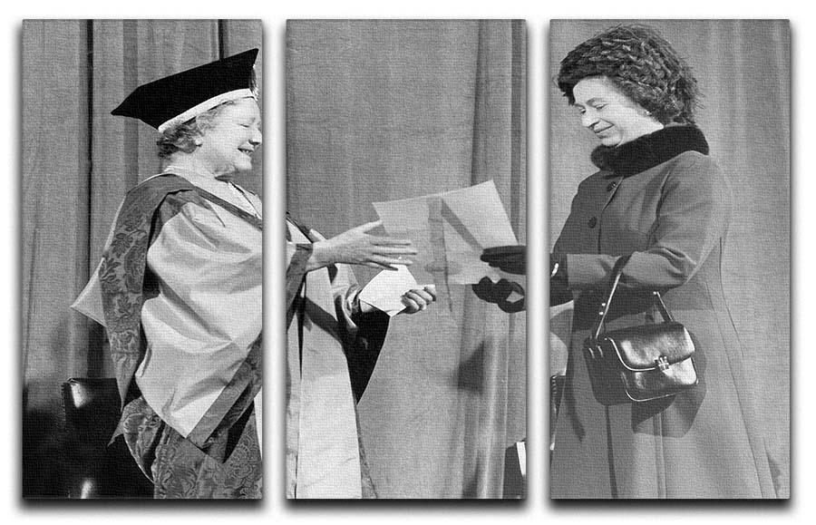 The Queen Mother receiving Honorary Doctorate by the Queen 3 Split Panel Canvas Print - Canvas Art Rocks - 1