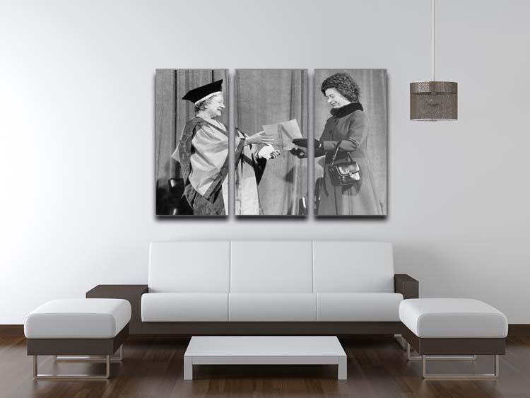 The Queen Mother receiving Honorary Doctorate by the Queen 3 Split Panel Canvas Print - Canvas Art Rocks - 3