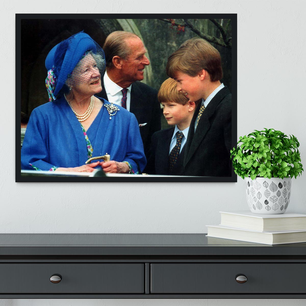 The Queen Mother with Prince William and Prince Harry Framed Print - Canvas Art Rocks - 2