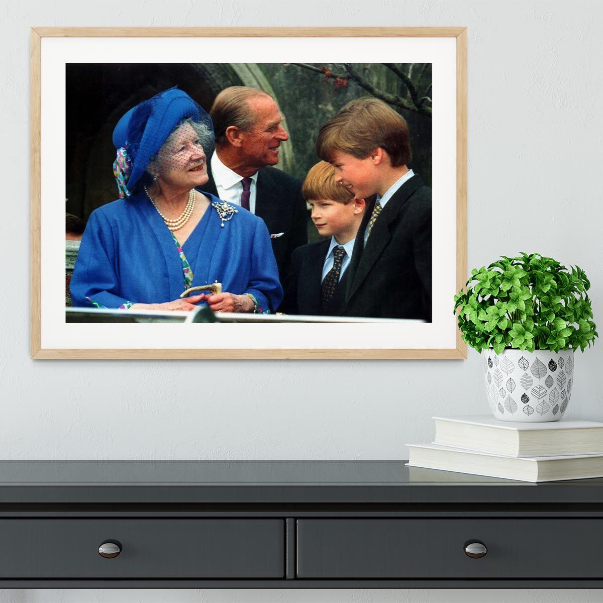 The Queen Mother with Prince William and Prince Harry Framed Print - Canvas Art Rocks - 3