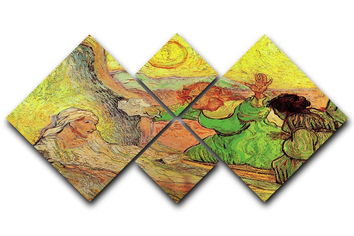 The Raising of Lazarus after Rembrandt by Van Gogh 4 Square Multi Panel Canvas  - Canvas Art Rocks - 1