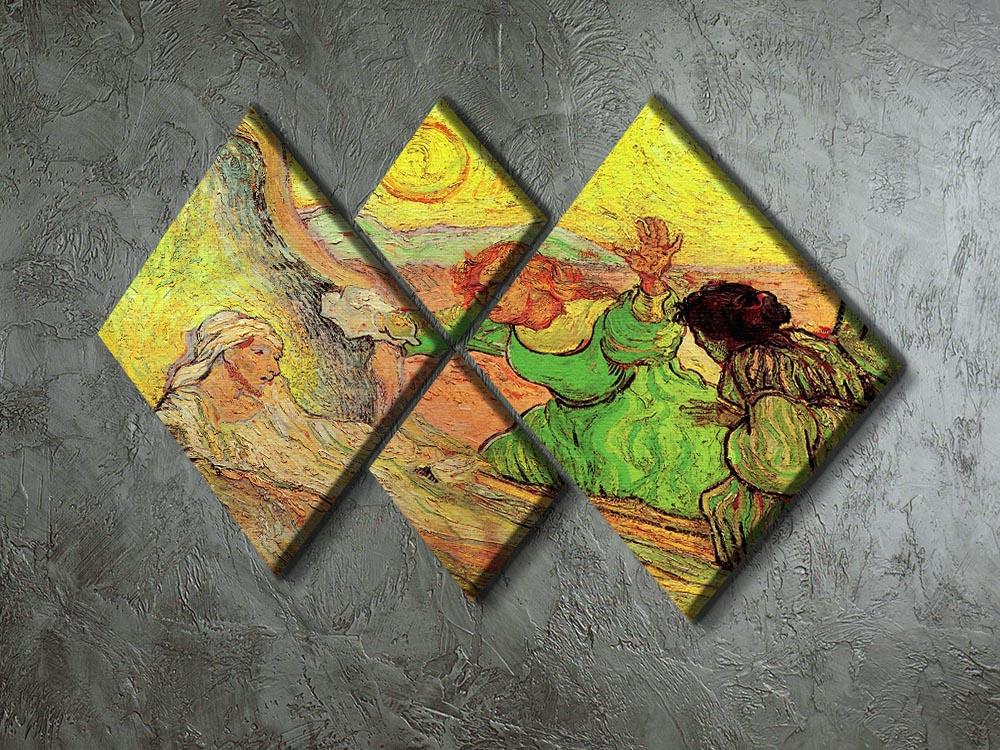 The Raising of Lazarus after Rembrandt by Van Gogh 4 Square Multi Panel Canvas - Canvas Art Rocks - 2