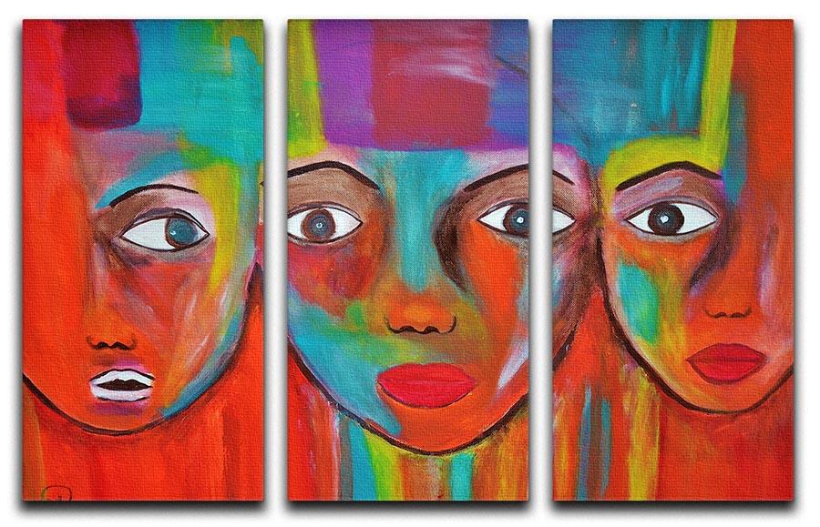 The Red Faces 3 Split Panel Canvas Print - Canvas Art Rocks - 1