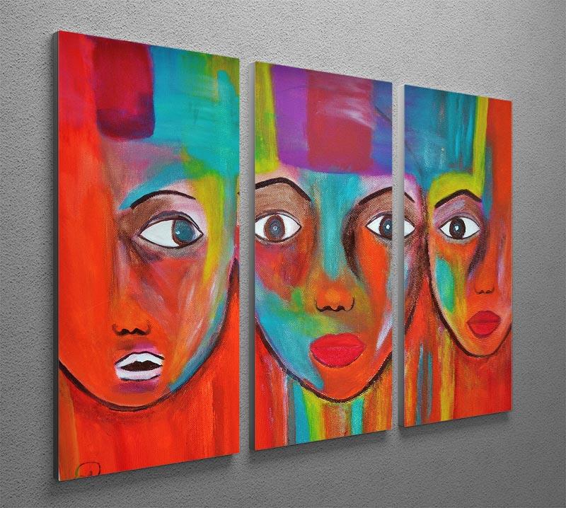 The Red Faces 3 Split Panel Canvas Print - Canvas Art Rocks - 2