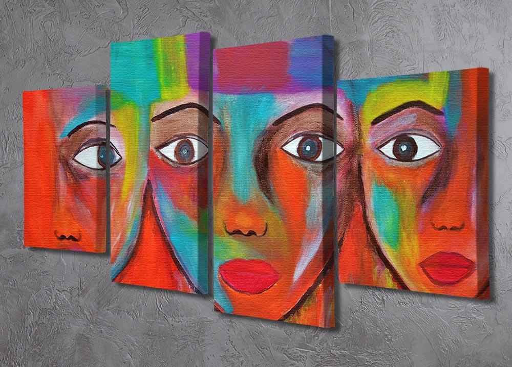 The Red Faces 4 Split Panel Canvas - Canvas Art Rocks - 2