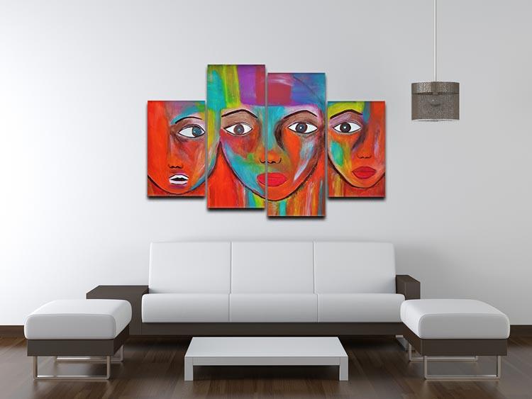 The Red Faces 4 Split Panel Canvas - Canvas Art Rocks - 3