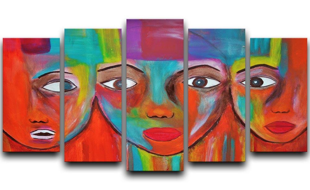 The Red Faces 5 Split Panel Canvas  - Canvas Art Rocks - 1