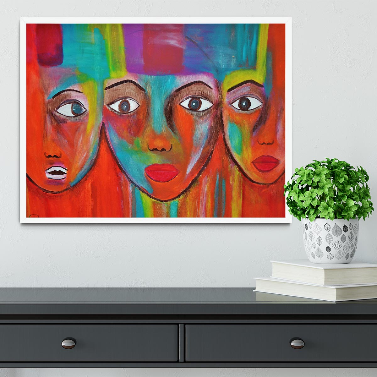 The Red Faces Framed Print - Canvas Art Rocks -6