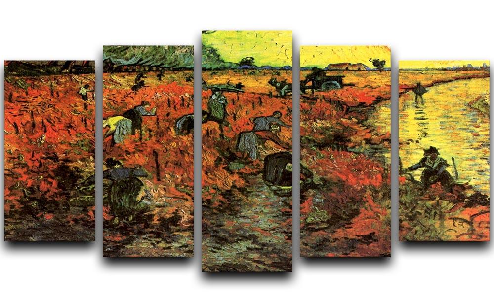 The Red Vineyard by Van Gogh 5 Split Panel Canvas  - Canvas Art Rocks - 1