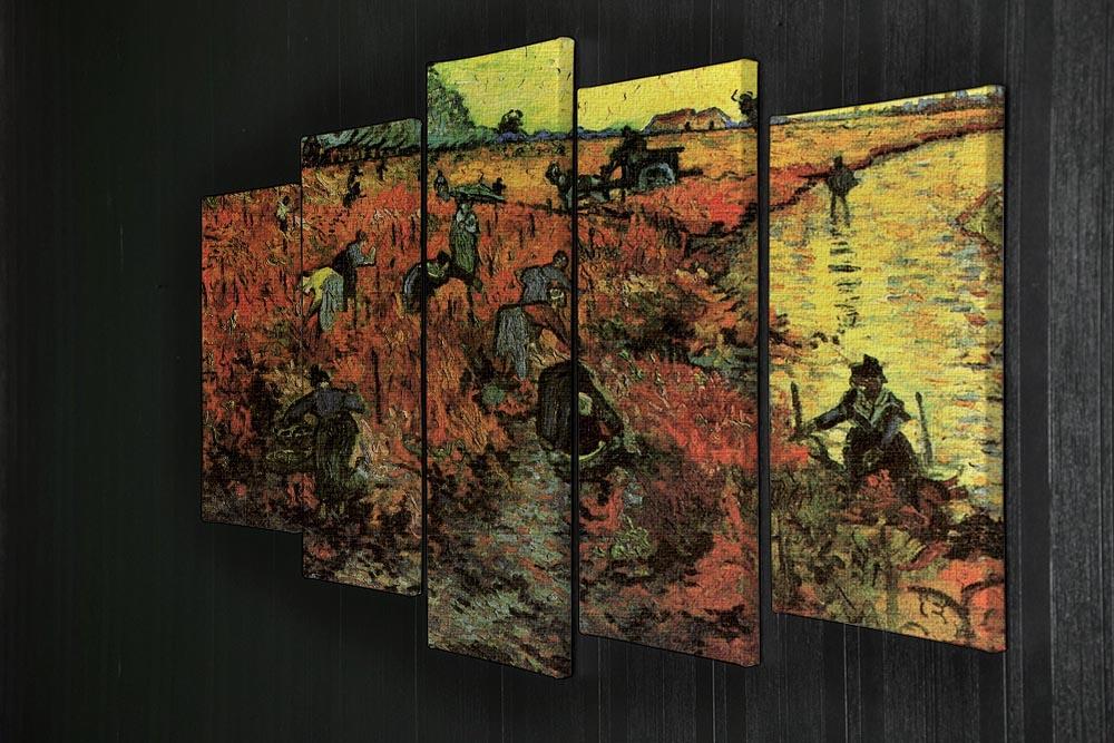 The Red Vineyard by Van Gogh 5 Split Panel Canvas - Canvas Art Rocks - 2