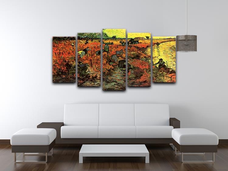 The Red Vineyard by Van Gogh 5 Split Panel Canvas - Canvas Art Rocks - 3