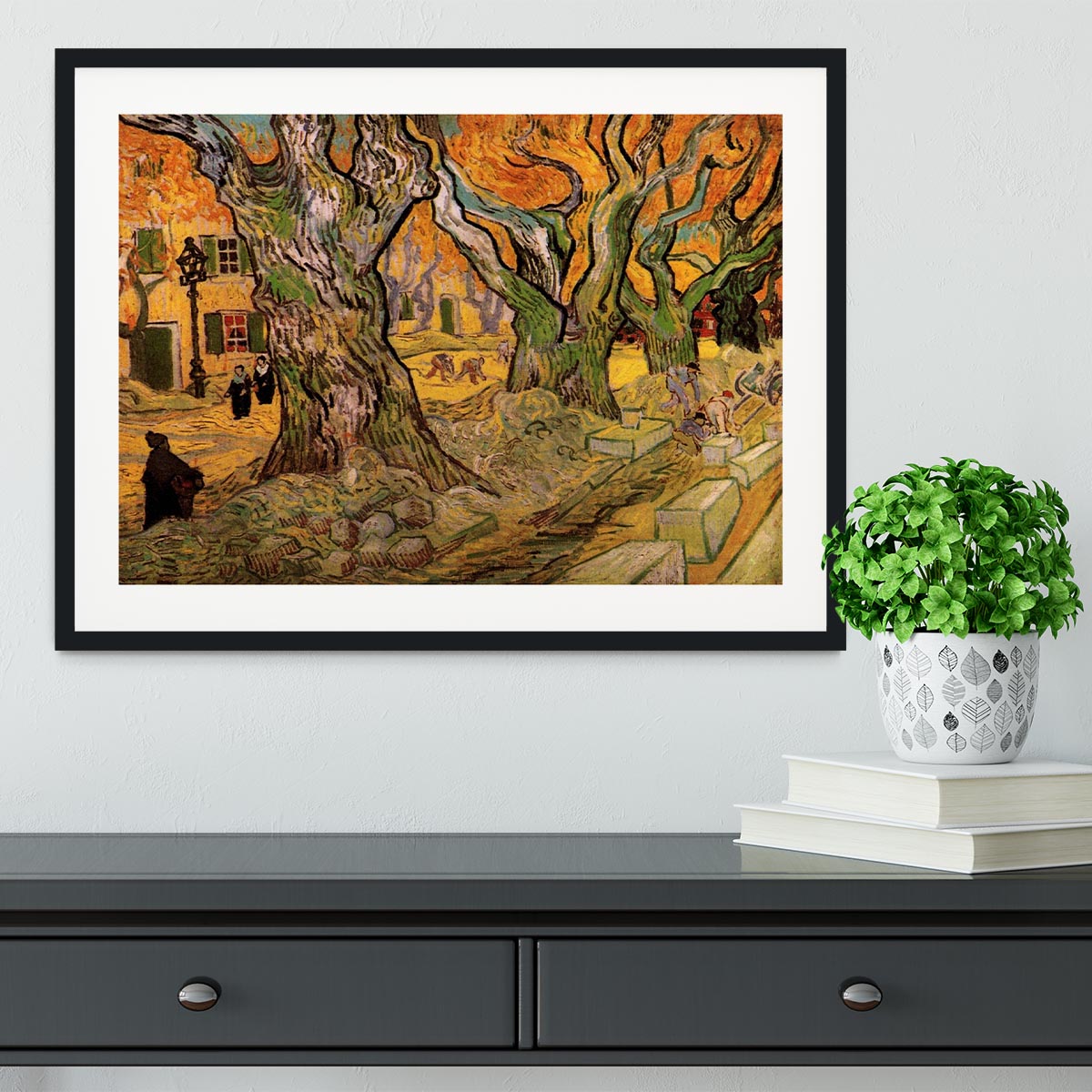 The Road Menders by Van Gogh Framed Print - Canvas Art Rocks - 1