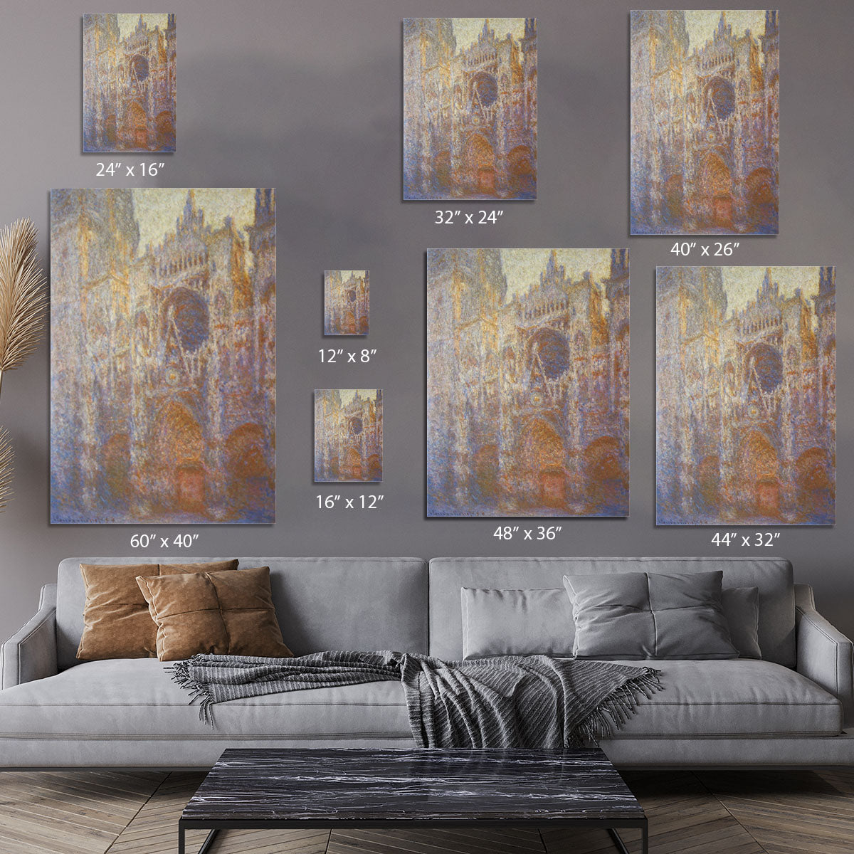 The Rouen Cathedral West facade by Monet Canvas Print or Poster - Canvas Art Rocks - 7