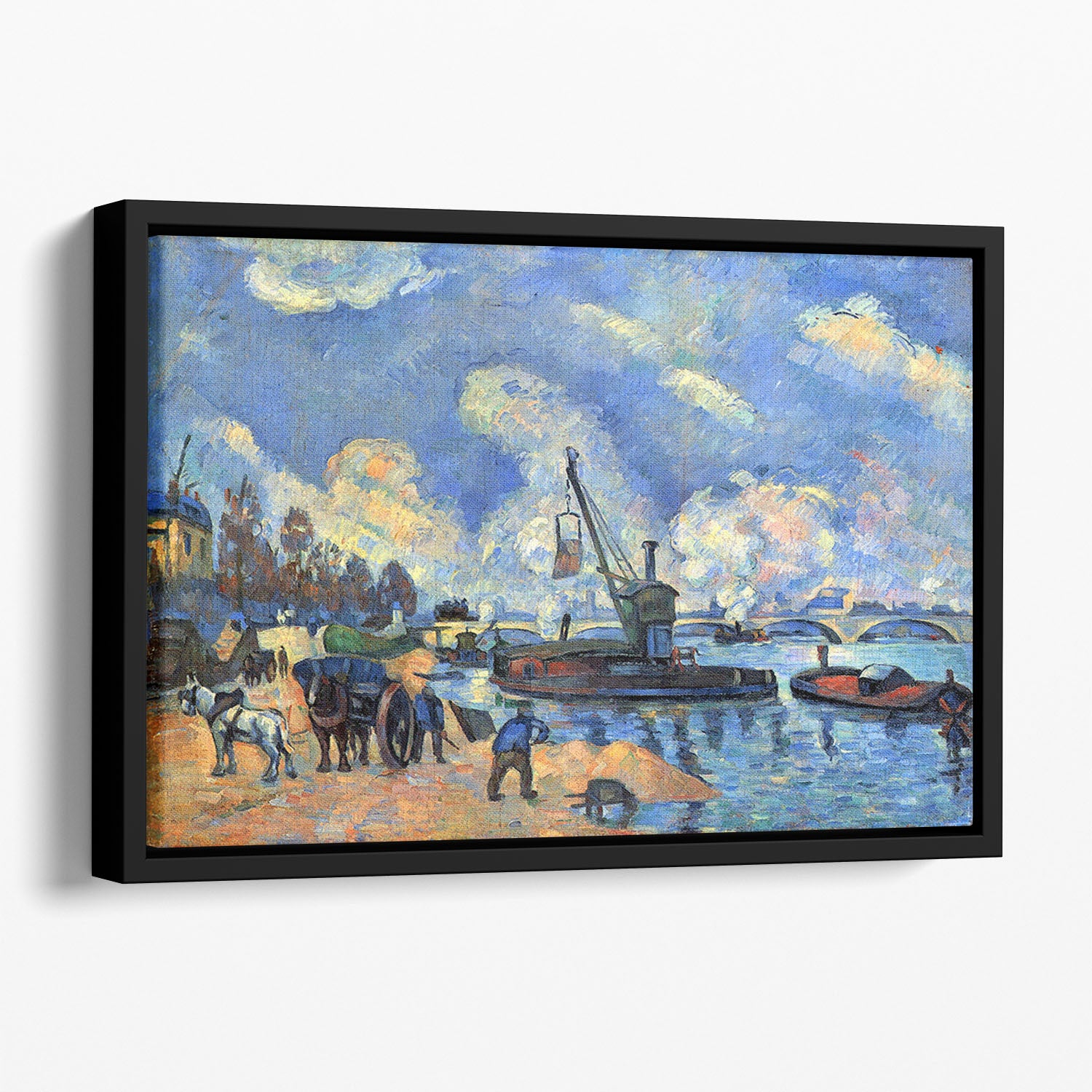 The Seine at Bercy by Cezanne Floating Framed Canvas - Canvas Art Rocks - 1